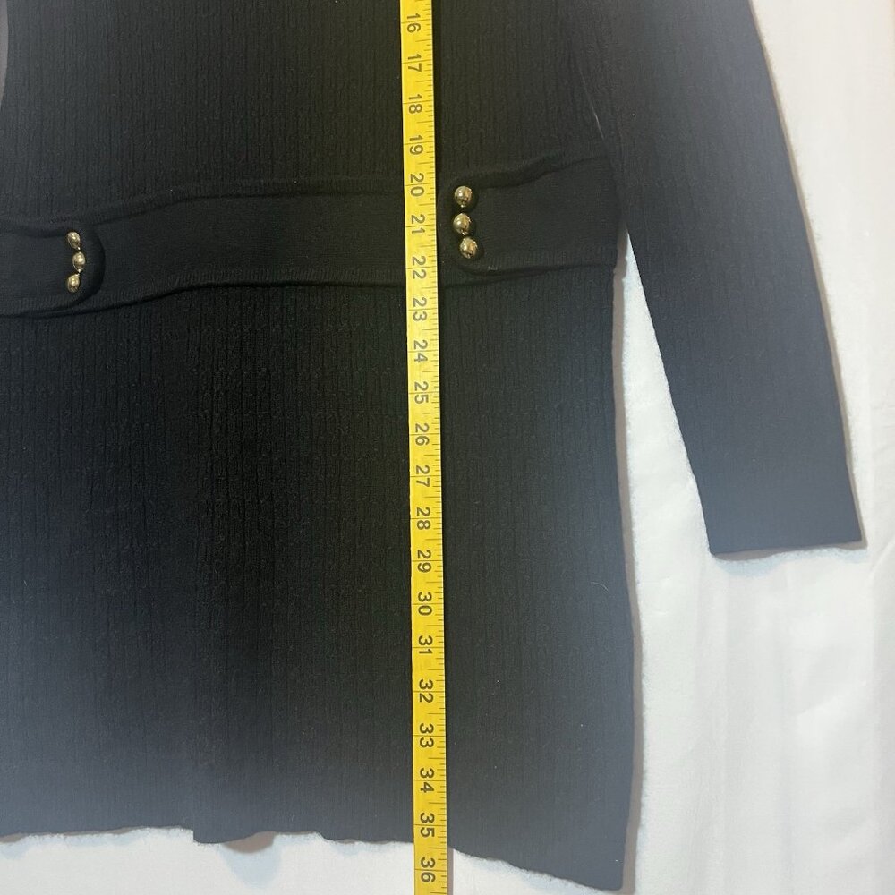 Aqua Women's 100% Cashmere Black Cable Knit Dress Size Large Long Sleeves - Picture 5 of 8